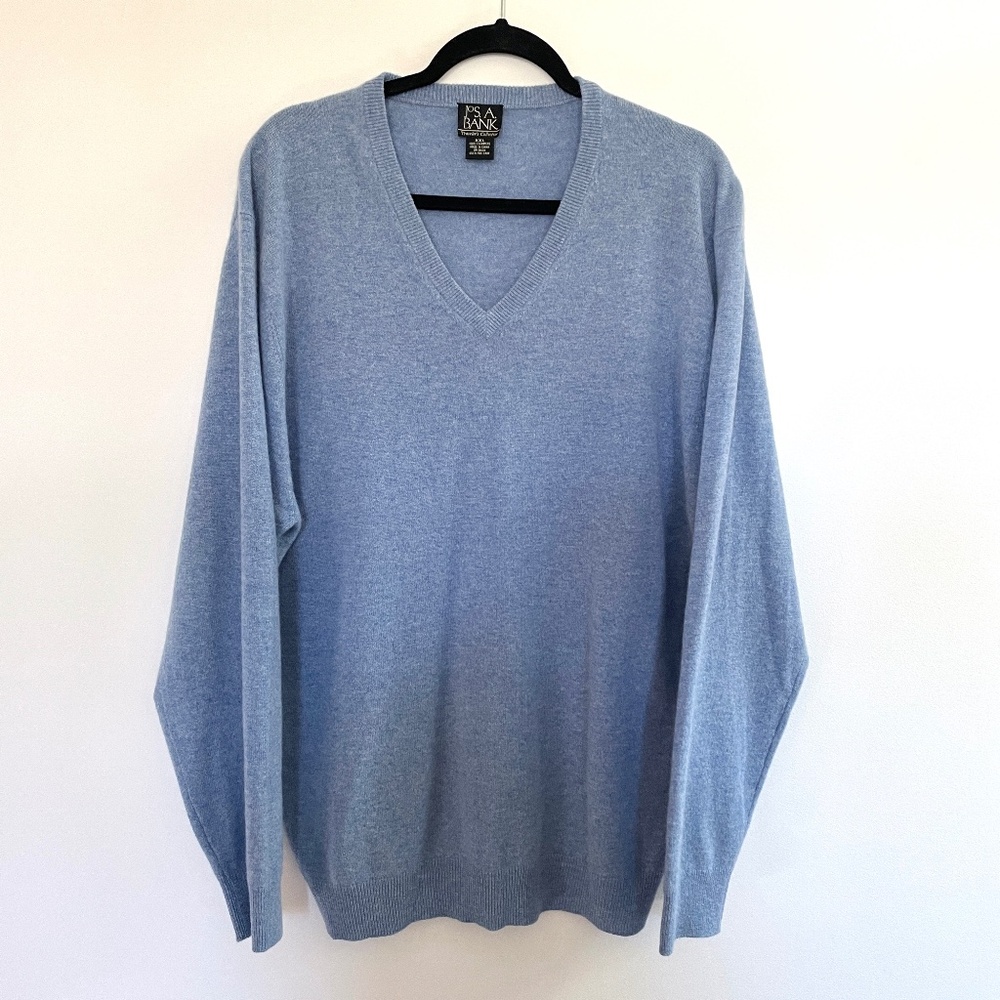 Jos A Bank Cashmere Traveler V Neck Sweater Men XXL Quiet Luxury Minimalist Soft